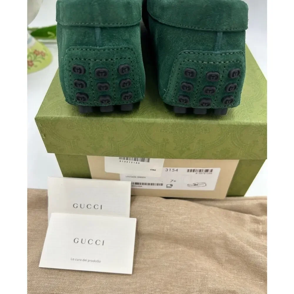 Men's Gucci suede horse bit driver loafers size 7.5 fits 8 US made in Italy